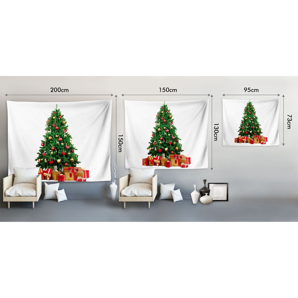 Tranh vải in 3D treo tường trang trí NOEL, decor GIÁNG SINH, MERRY CHIRMAS, SANT [ tặng móc treo, miếng dán định vị]