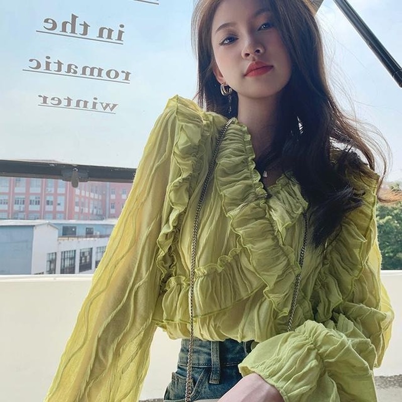 Áo Sơ Mi Chiffon Phong Cách Hàn Quốc Thời Trang Mùa Hè Quyến Rũ Cho Nữ