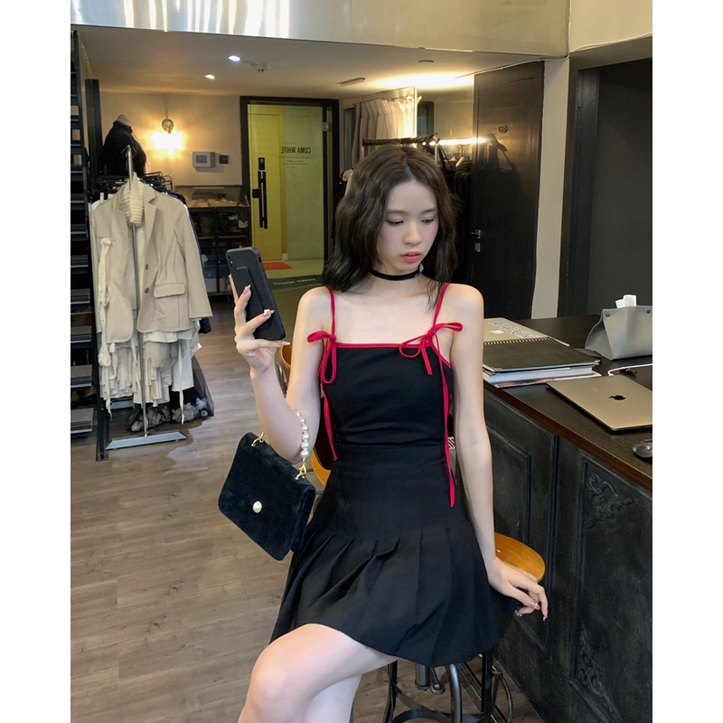 Áo Nữ Hai Dây Phối Màu Tương Phản Thời Trang Mùa Hè Mới