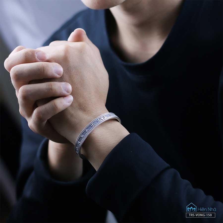 Vòng tay hoa sen khắc chú Om mani - Trang sức Phật giáo - Trong Nhà