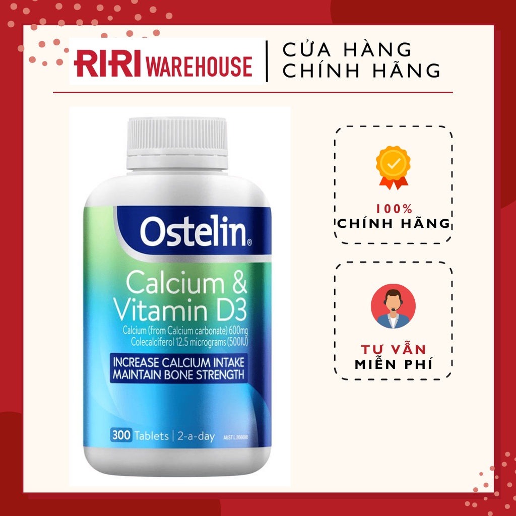 Canxi bầu Úc Ostelin Calcium &amp; Vitamin D3 (Date 9/2023)