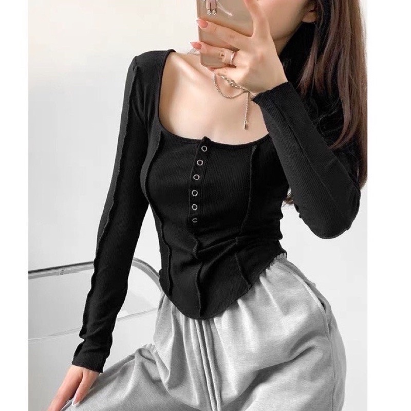 ÁO CÚT BẤM TAY DÀI DIỀN HD98- CHIZISHOP