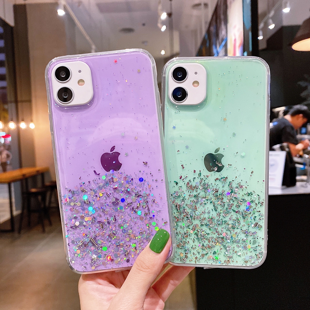 Huawei P40 Pro Plus Nova 3i 7 SE 5 Y5P Honor 30 Pro 30S Play 3 Glitter Case Silver Foil TPU Phone Covers Bling Starry Sky Soft Casing