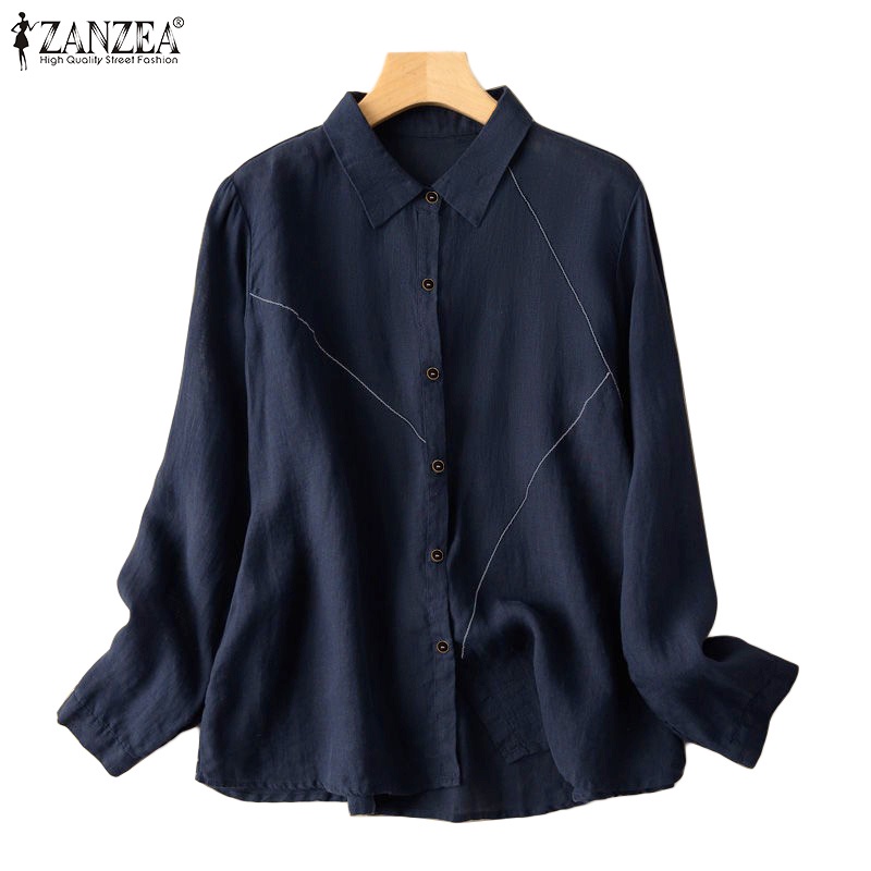 Áo sơ mi Zanzea tay dài cổ bẻ nút cài thời trang nữ tính thanh lịch