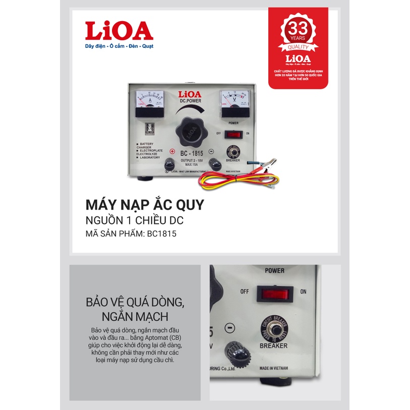 Máy Nạp Ắc Quy 6V-12V-18V  Lioa BC1815