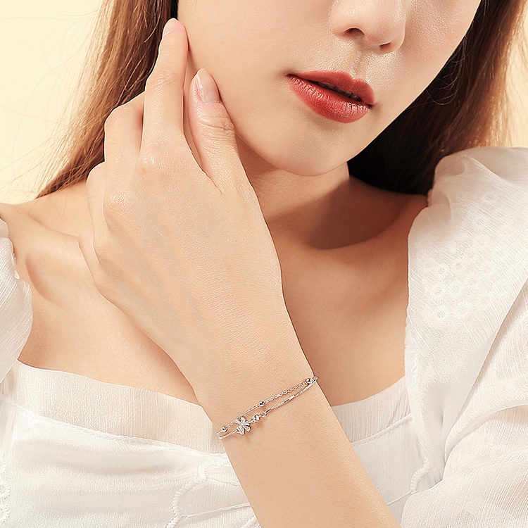 Lắc Tay Bạc Nữ hình Hoa Anh Đào, Vòng Tay Bạc Sterling M.Lady Jewelry  hàng tự thiết kế cực đẹp