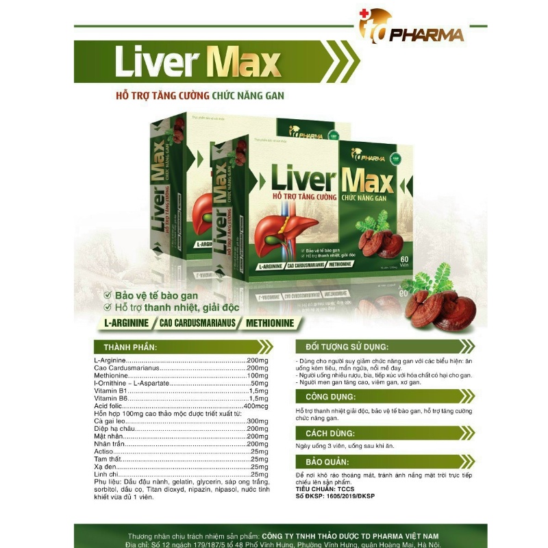Giải độc gan, mát gan LIVER MAX hộp 60 viên giúp bảo vệ và tăng cường chức năng gan