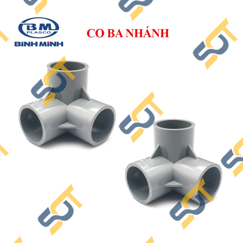 [BÌNH MINH] Co Góc, Co Ba Nhánh Trơn Dán Ống Nhựa BÌNH MINH, nối ba nhánh dán ống phi 21 27 34