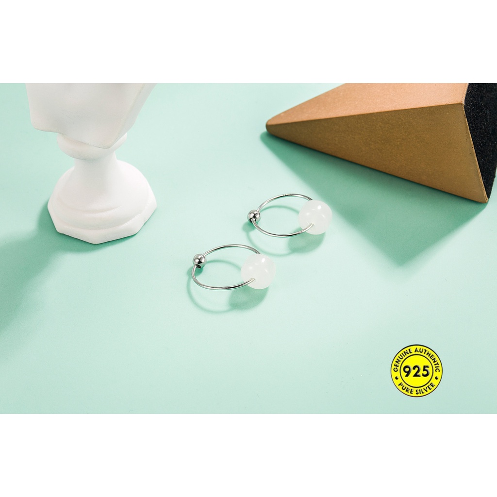 Bông Tai Mạ Bạc 925 Đính Ngọc Bích Thời Trang Cho Nữ