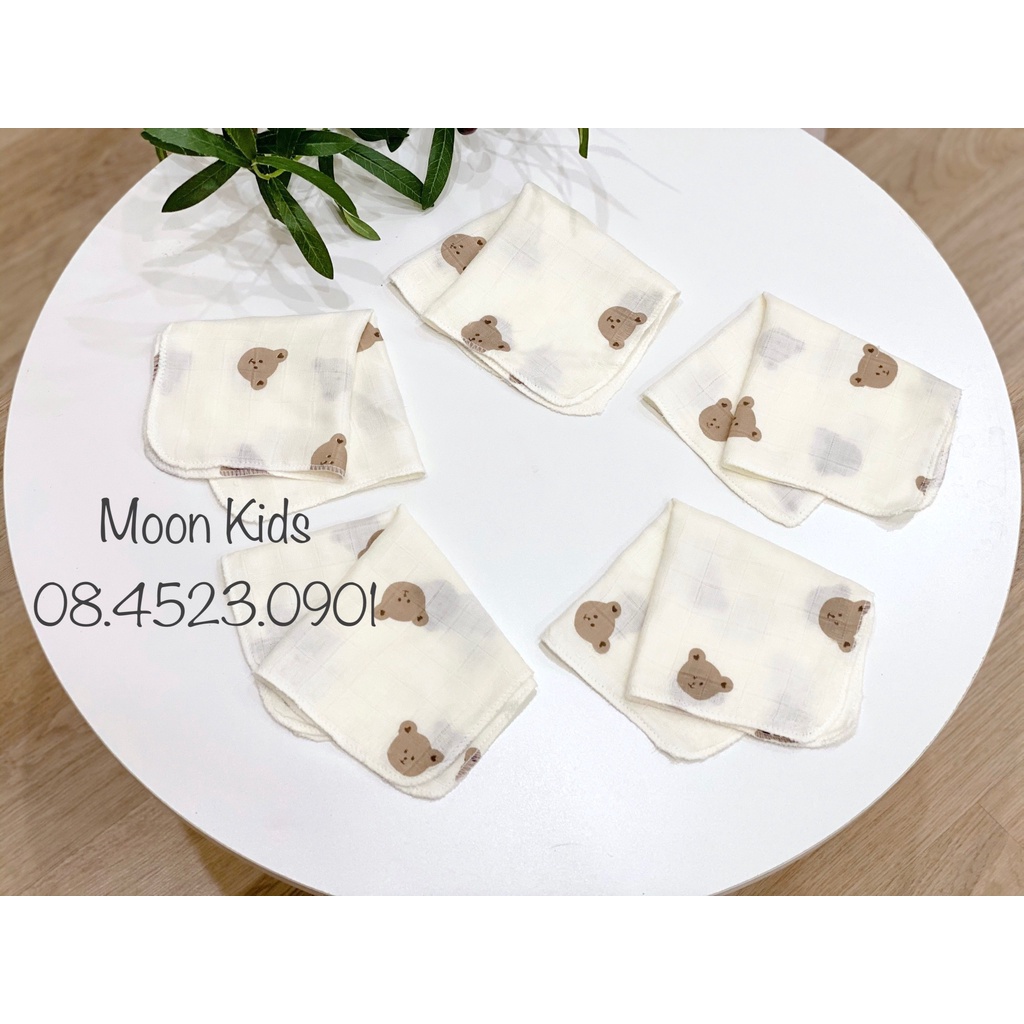 Set 5 Khăn Sữa Sợi Tre 4 Màu Mềm Mại Cho Bé