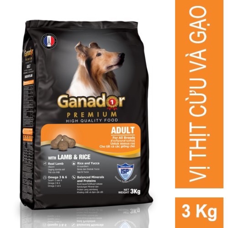 Hạt chó Ganador Adult Lamb &amp; Rice 3kg - THÙNG 12KG (4 TÚI)