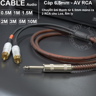 Dây 6 ly ra av diy 0.5m đến 5m - cáp 6.5mm mono ra 2 rca