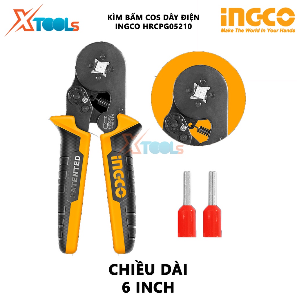 Kìm bấm cos dây điện Ingco HRCPG05210