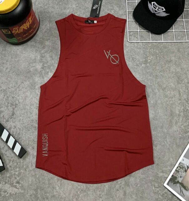 Tanktop ba lổ gym VQ thêu xịn đẹp thun lạnh mát mẽ