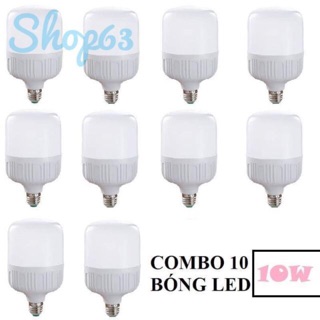 Bộ 10 bóng đèn led trụ- 10w linh phi loại chuẩn.