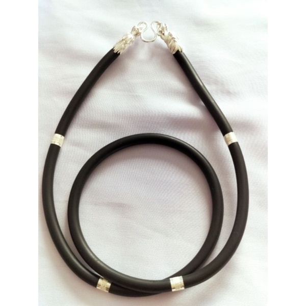 Vòng đeo cổ nam size 5li cao su bọc đầu rồng bạc 925 vĩnh viễn bảo hành đẳng cấp thời trang tiện lợi