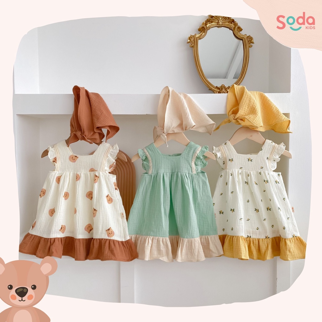 Váy bé gái tặng kèm khăn SODA KIDS thiết kế đuôi cá, tiểu thư xinh xắn