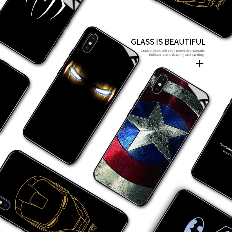 Ốp Điện Thoại Kính Cường Lực Viền Silicon Dẻo Họa Tiết Marvel Superhero Ironman Captain America Spider-Man Cho Huawei Honor 6x / Mate9 Lite / Gr5 2017