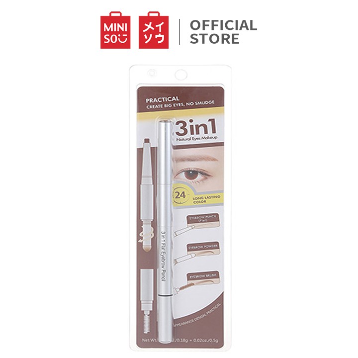 [Mã MINI11FFF giảm 5% đơn 150K] Bút kẻ chân mày Miniso 3 in 1 Flat Eyebrow Pencil 0.68 g (Nhiều màu)