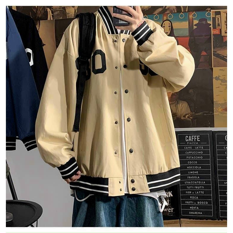 áo khoác bomber chất dù dày dặn chữ thêu form rộng unisex áo khoác bóng chày | BigBuy360 - bigbuy360.vn