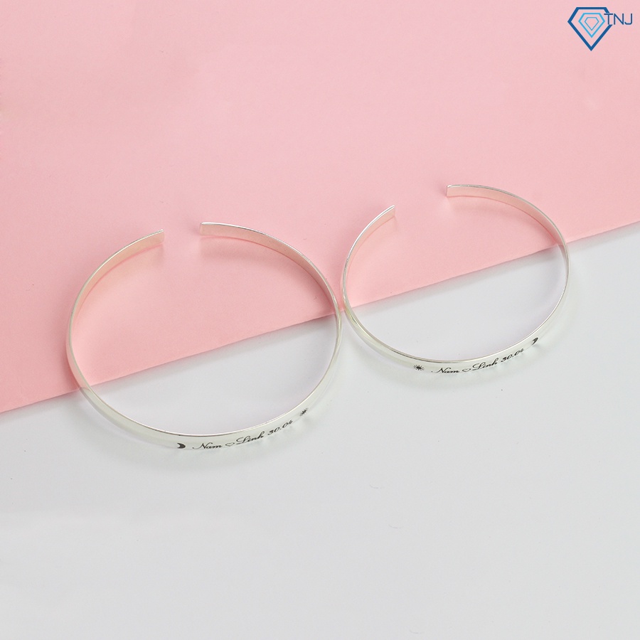 Lắc bạc đôi khắc tên dạng kiềng LTD0030 - Trang Sức TNJ