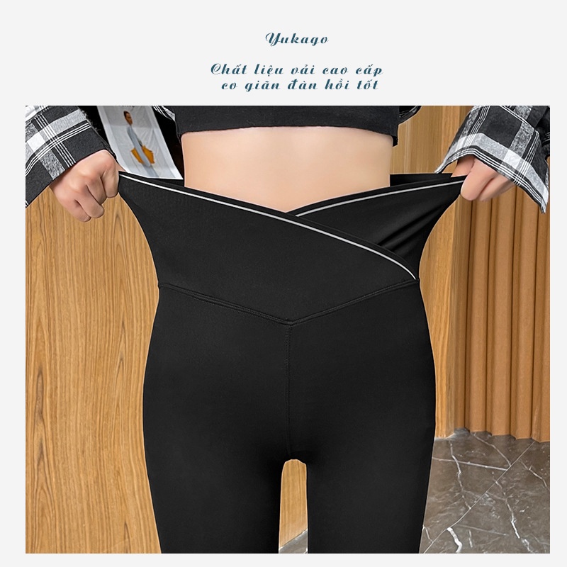 Quần legging nữ cạp cao chéo dáng sport gen bụng nâng mông YUKAGO TD555222
