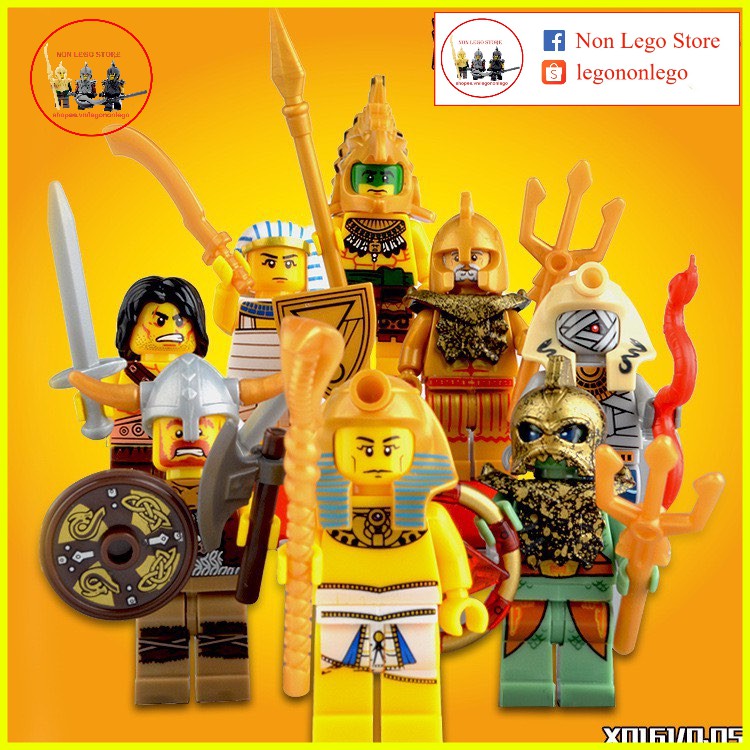 Minifigure lego trung cổ chiến binh Viking thổ dân Aztec xác ướp ai cập quân đội hoàng gia Atlantis X0161