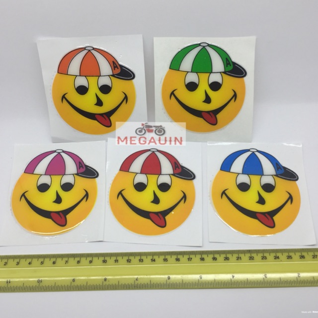 Sticker dán Tem đề can hình mặt cười (tem 3 lớp chống nước) giá 1 cái