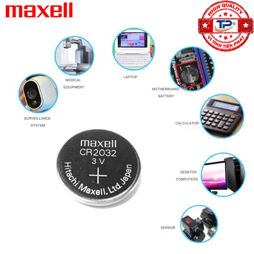 Vỉ 10 viên pin CMOS CR2032 Maxell Lithium Battery 3V