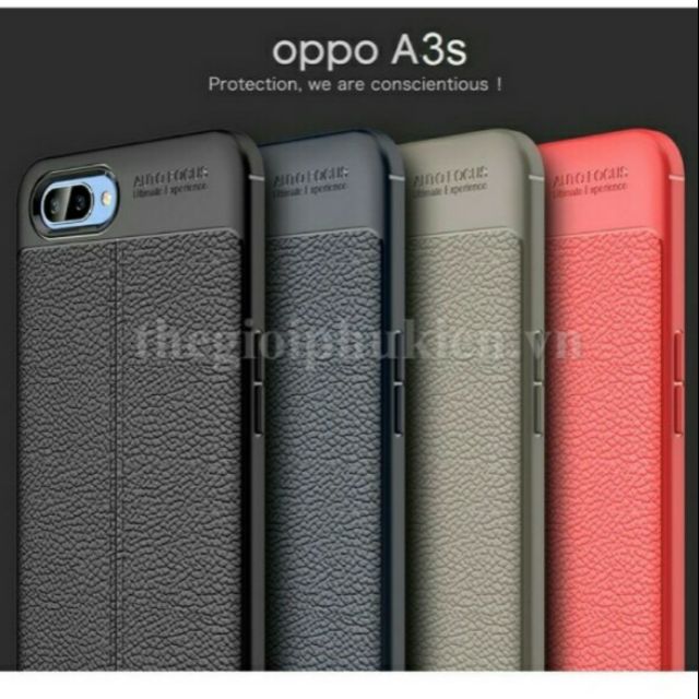 Ốp lưng dẻo vân da Auto Focus cho oppo A3s(đen)