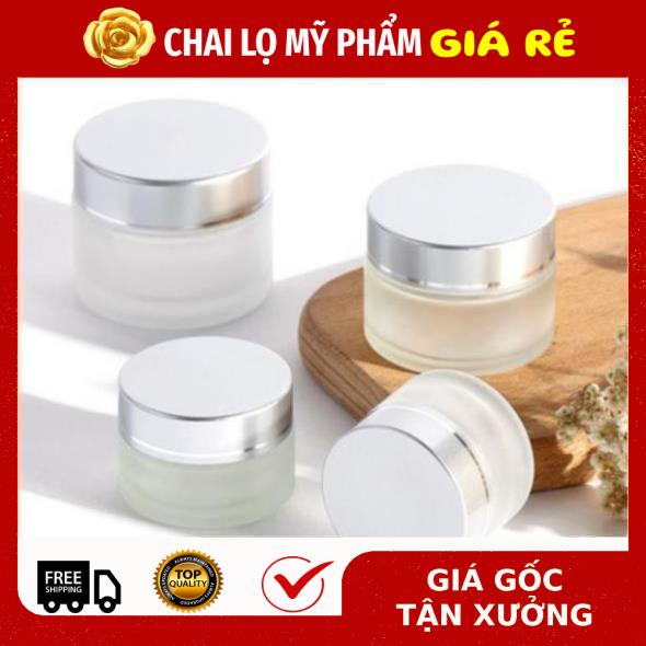 Hủ Đựng Kem ❤ RẺ VÔ ĐỊCH ❤ Hũ chiết mỹ phẩm thủy tinh nắp bạc 5g,10g,15g,20g , Hũ kem thủy tinh , phụ kiện du lịch