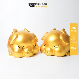 Heo Sứ Vàng Cánh Tiên Thiên Thần Lợn Đất Tiết Kiệm Ống Heo Cao Cấp 2 Size