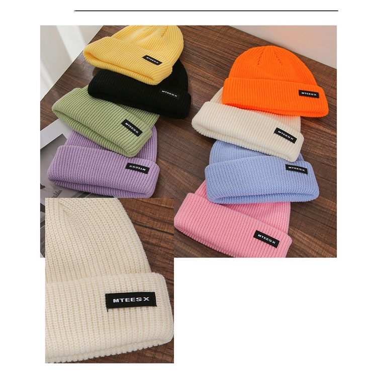[Mã FAMARAL1 giảm 10K đơn 50K]Mũ len dệt kim beanie Thêu MTEESX Hàn Quốc thời trang unisex thu đông giữ ấm cho nam nữ0