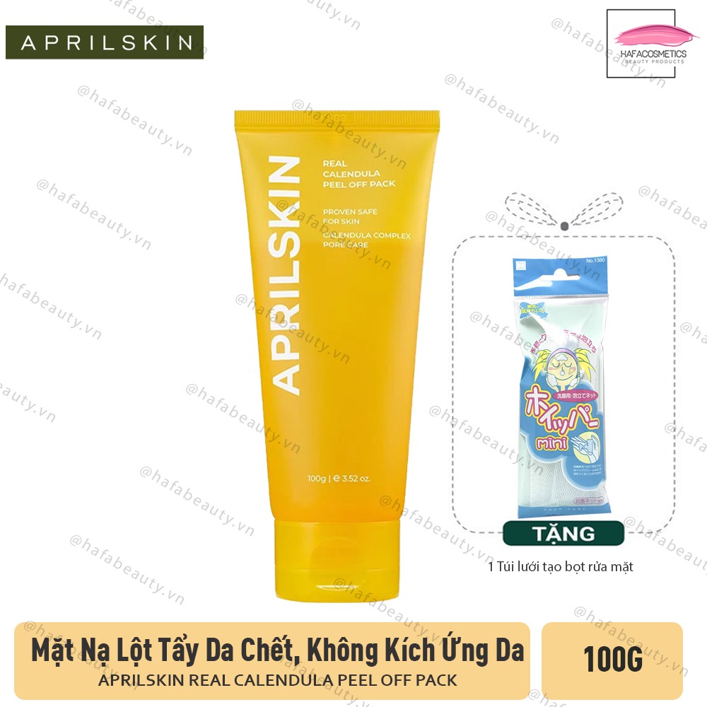 Mặt Nạ Lột Tẩy Tế Bào Chết APRILSKIN Real Calendula Peel Off Pack 100g + tặng 1 Túi lưới tạo bọt rửa mặt