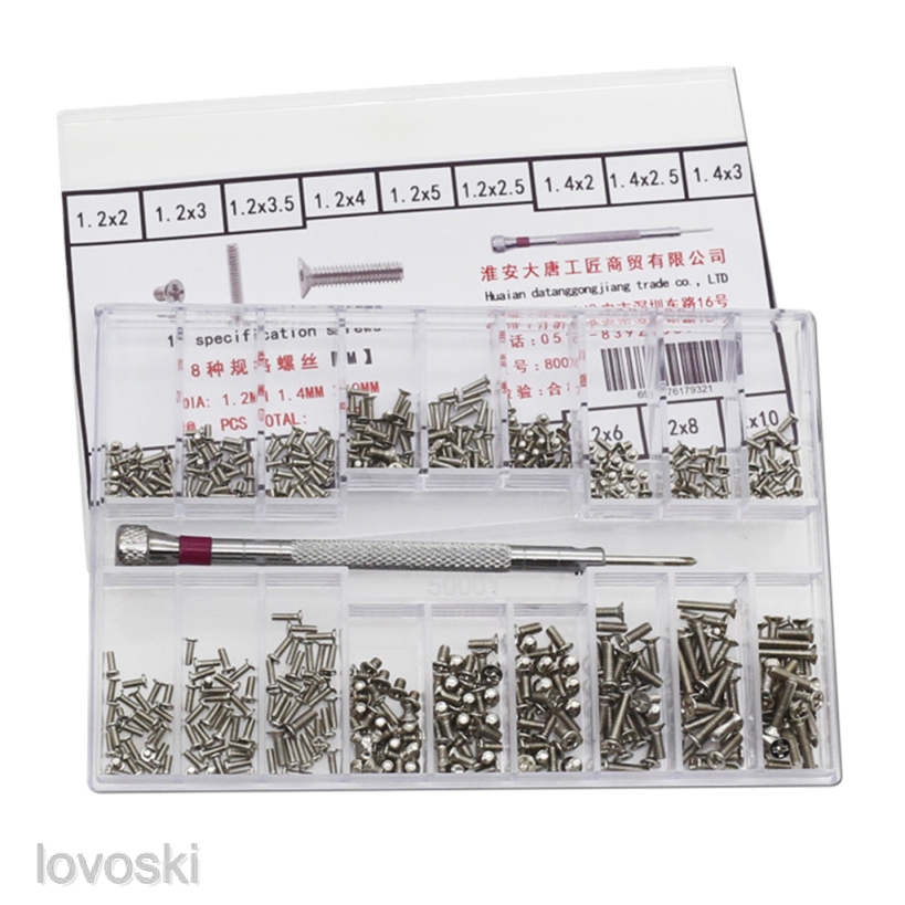 Bộ 500 Ốc Vít 18 Loại 1.2-2.0mm Thay Thế Cho Đồng Hồ Đeo Tay