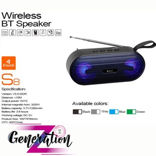 Loa bluetooth Kisonli S8 tích hợp anten bắt sóng cực mạnh, hỗ trợ TWS kết nối cùng lúc 2 loa