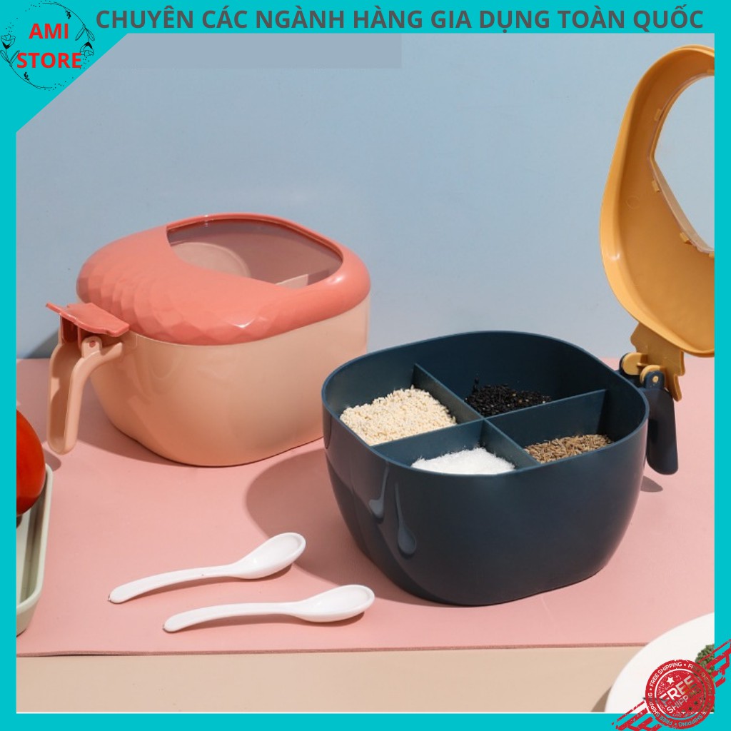 {HÀNG MỚI VỀ}❤️Hộp nhựa đựng gia vị 4 ngăn hình trái thơm siêu cute cao cấp tiện ích đồ dùng nhà bếp❤️