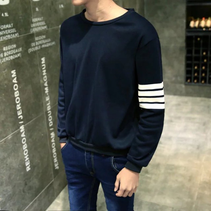 Áo Thun Nam Cổ Tròn Hàn Quốc 2 Sọc Cánh Tay - ATB1 Áo dài tay | BigBuy360 - bigbuy360.vn