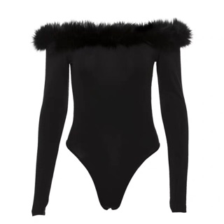 Solf Velvet Bodysuit Đen