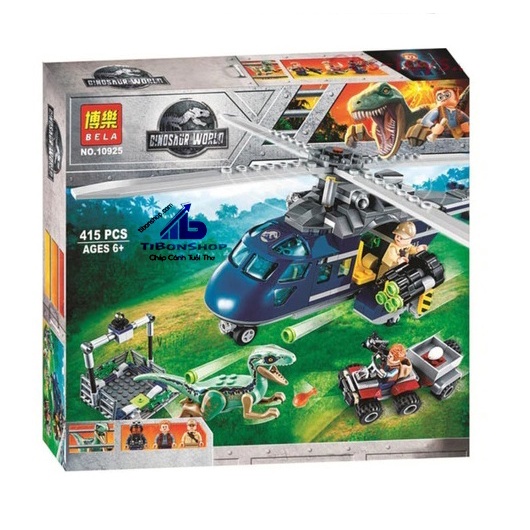Xếp Hình BELA 10925 - Công Viên Khủng Long 415 Chi Tiết - Truy Bắt Khủng Long Săn Mồi Raptor