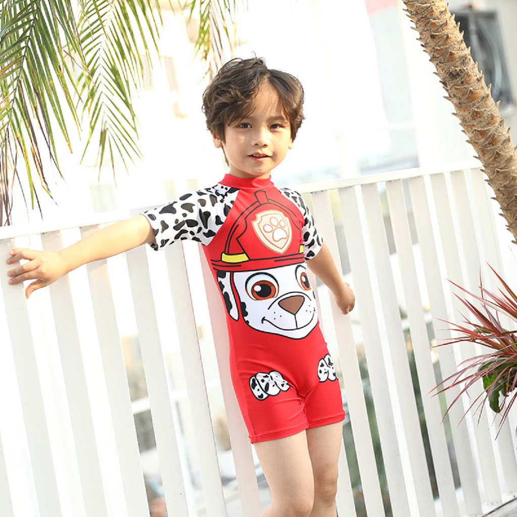 Bộ đồ bơi liền thân chú chó cứu hộ kèm nón bơi cho bé trai BT107