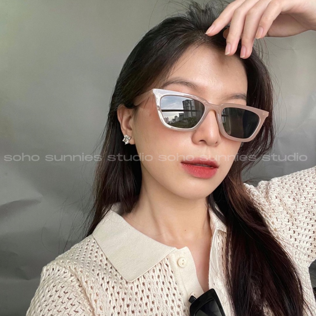 Kính mát nam nữ thời trang KARA Soho Studio gọng chữ nhật GM tròng màu cá tính đeo đi biển, có chống ánh sáng, tia UV