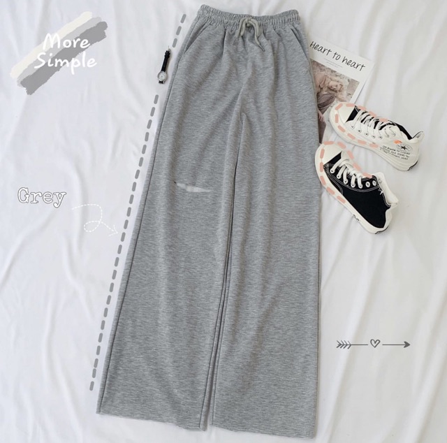 [Mã FAMAYWA giảm 10K đơn 50K] Quần Vải Nỉ Ống Suông Rách Gối Lai Tưa Iru Jem Closet ( 3 size 40kg-80kg ) | BigBuy360 - bigbuy360.vn