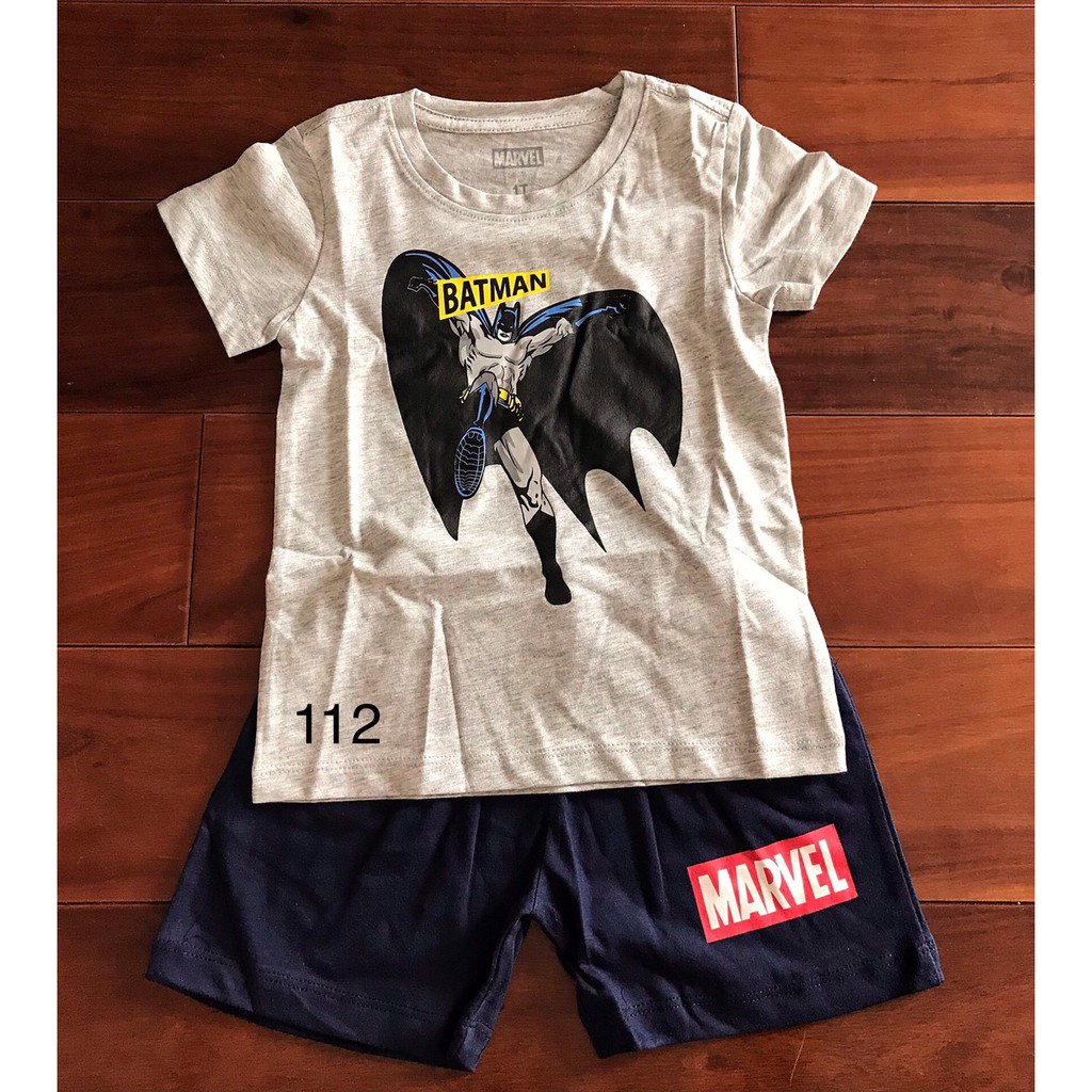 Bộ ngắn Mác vồ hình siêu nhân, batman, spider man cho bé trai 1-7T