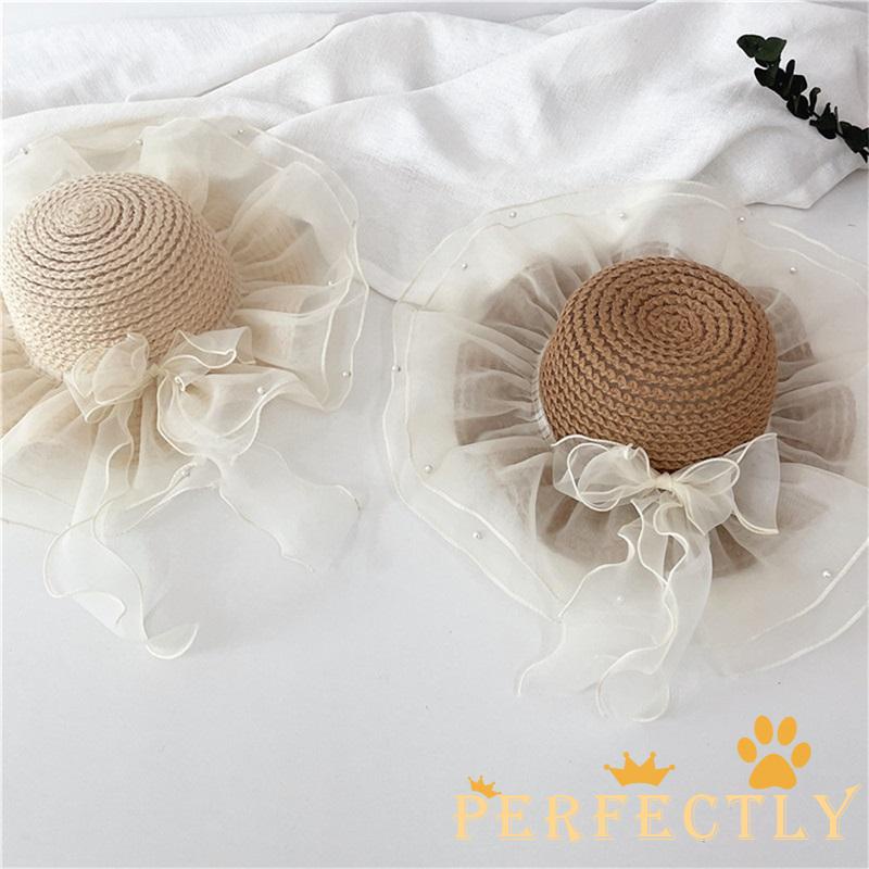 Nón Cói Rộng Vành Phối Nơ Thời Trang Mùa Hè Cho Bé Gái Pft-Trẻ Em