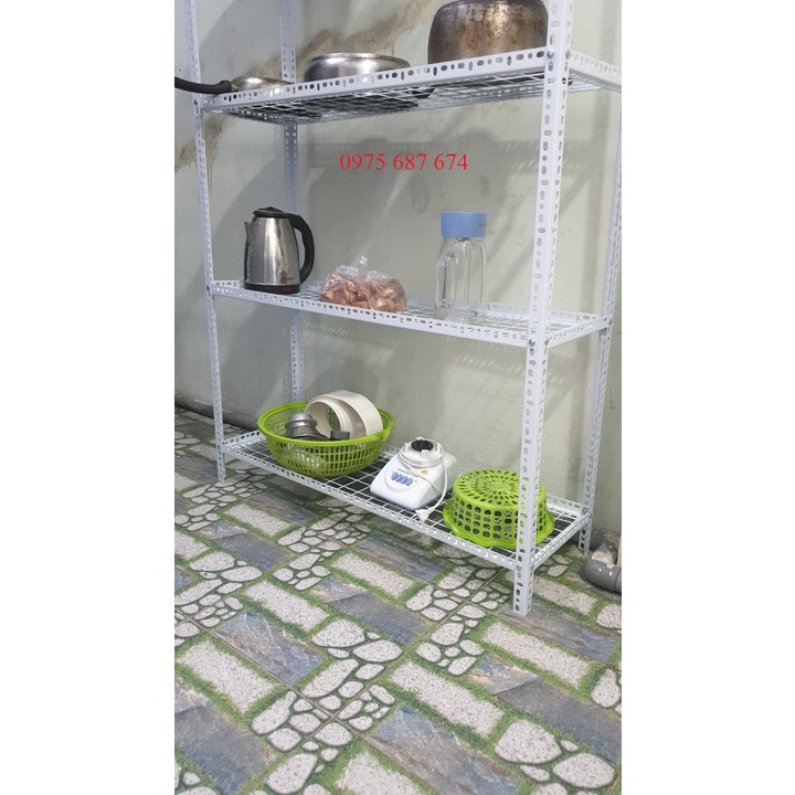 Kệ sắt v lỗ đa năng 2, 3, 4 tầng mặt lưới lắp ghép dùng để hàng, để vật dụng trong nhà bếp, để hoa cây cảnh, để hoa quả