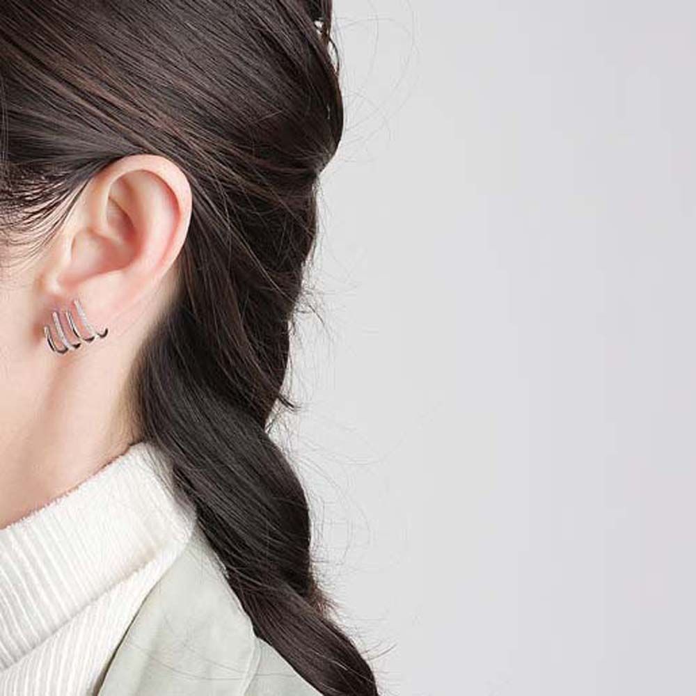 Bông tai hình chữ C nhiều lớp phong cách Hàn Quốc đơn giản thời trang cho nữ