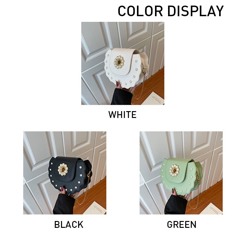 Túi đeo chéo YADOU đính ngọc trai giả thời trang xinh xắn cho nữ