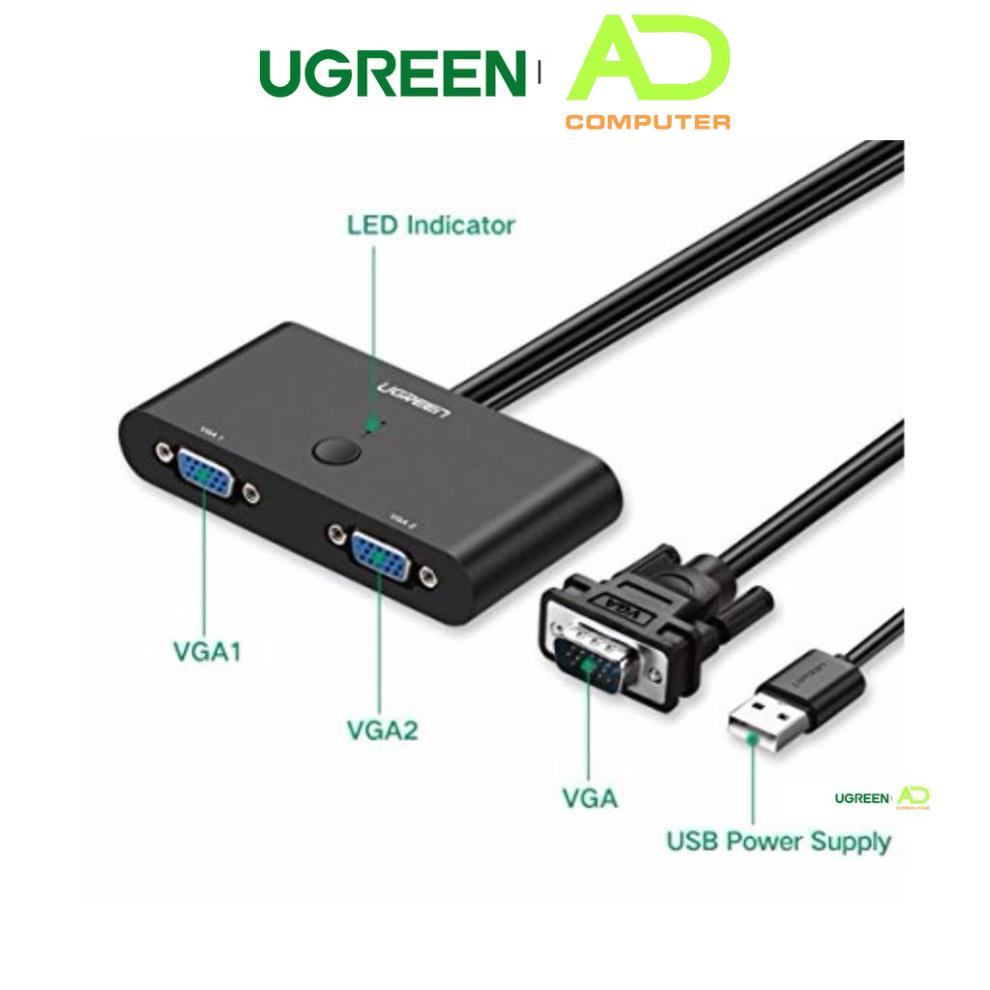 Bộ chuyển đổi 2 cổng VGA màu đen UGREEN MM126 30711
