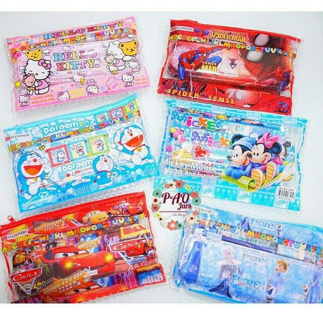 Túi đựng bút hình chuột Mickey/Mèo Hello kitty dễ thương cho bé trai